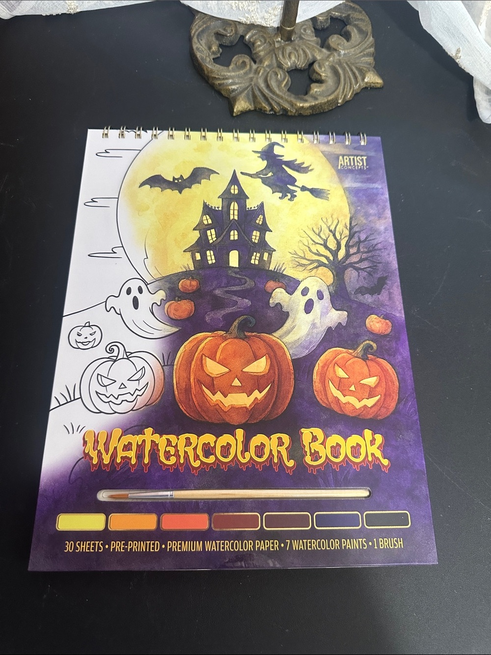 Artist concepts Halloween watercolor book with pre-printed pages 30 sheets